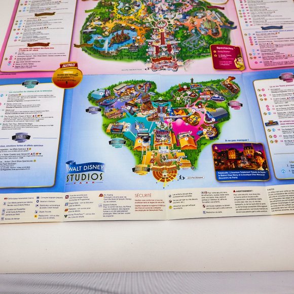 PARIS Disney EURO Disneyland Map EUROPE souvenir gift for Travel 2015 FRENCH - Picture 8 of 15